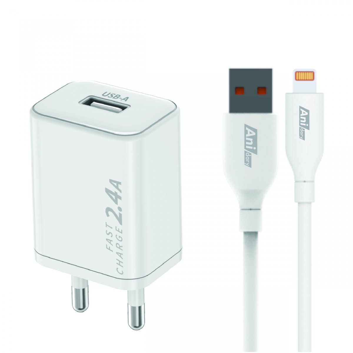 ANS003 : Charger USB-A fast charger 2.4A Cable USB-A to Lightning 2.4A (TPE)