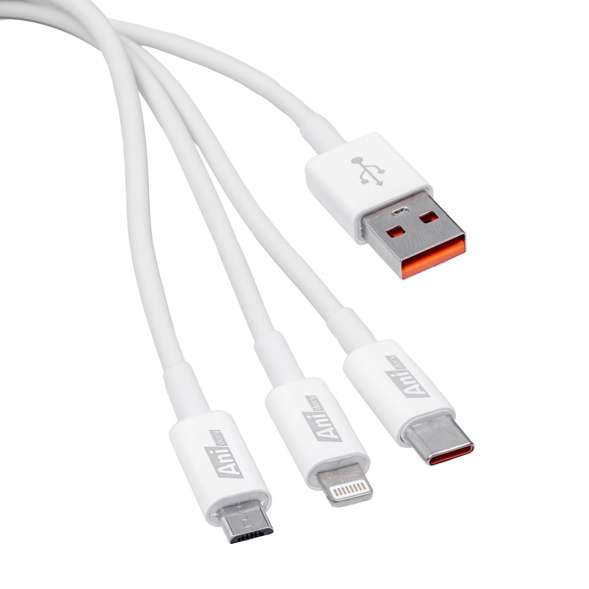 ANC009 : 3 in 1 (TPE) USB-A To Type-C+Lightning+Micro 2.4A