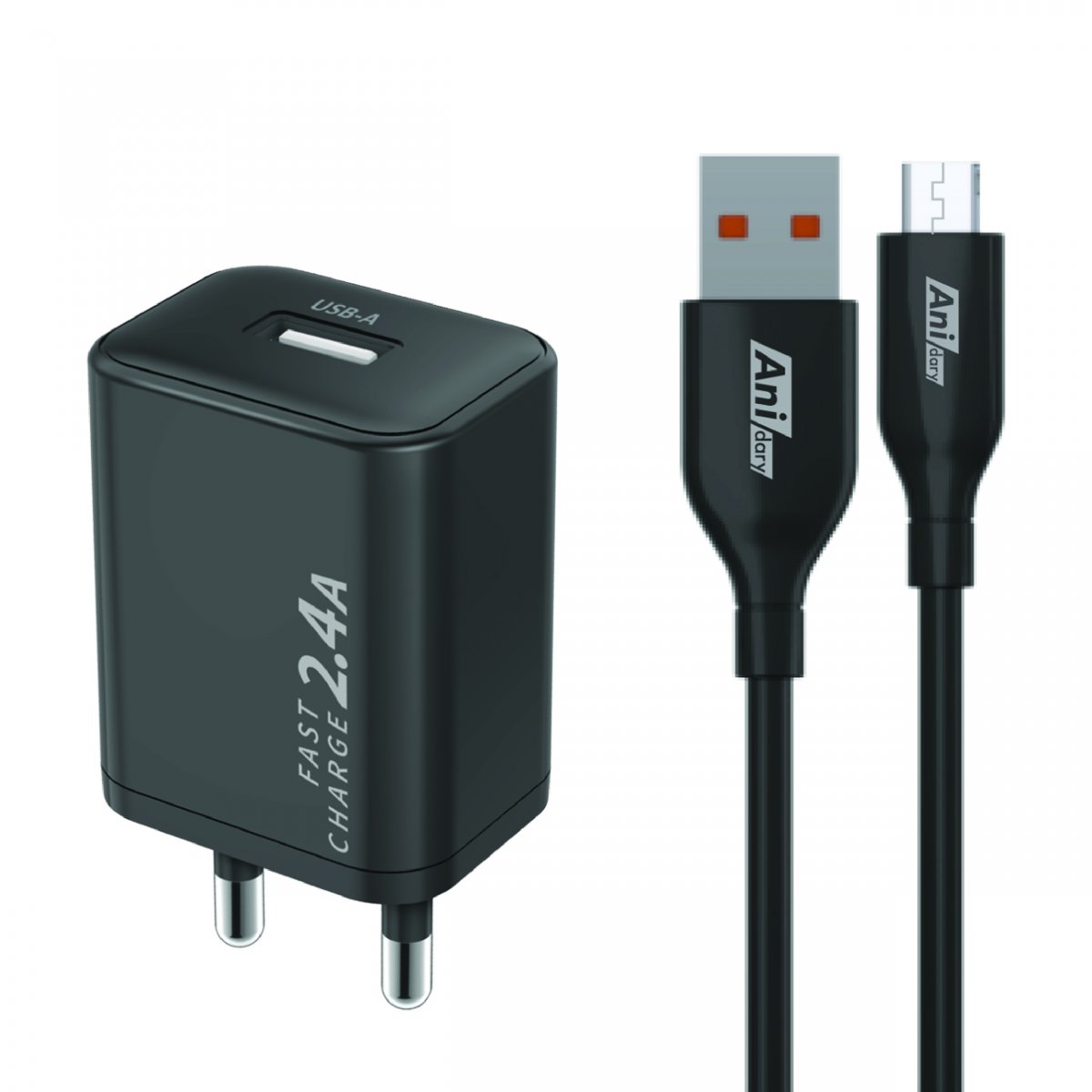 ANS002B : Charger USB-A fast charger 2.4A + Cable USB-A to Micro 2.4A (TPE)