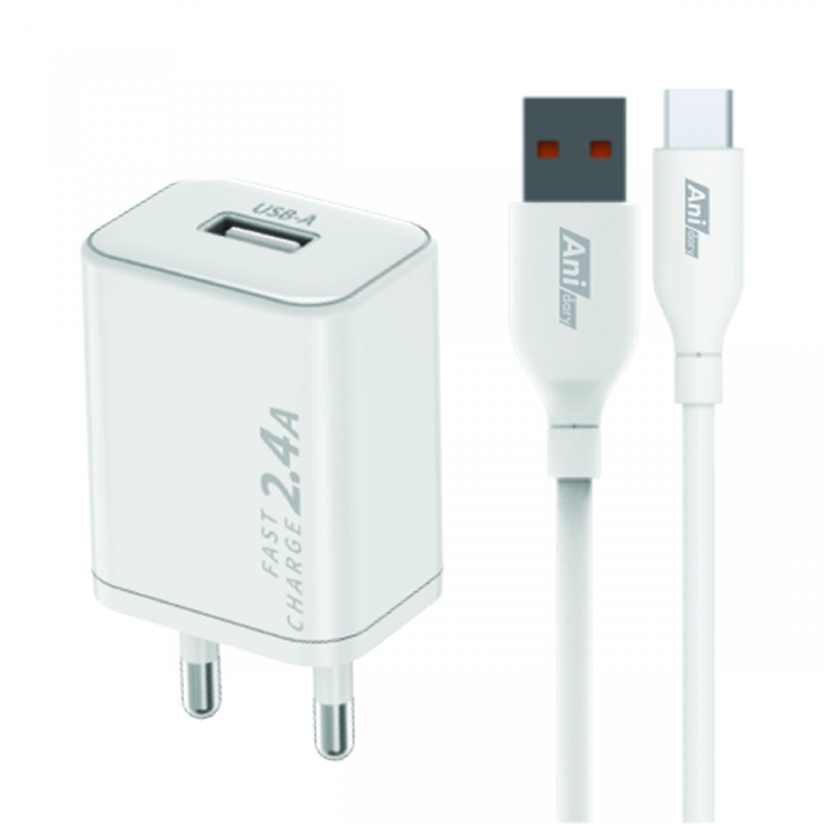 ANS001 : Charger USB-A fast charger 2.4A + Cable USB-A to Type-C 2.4A (TPE)